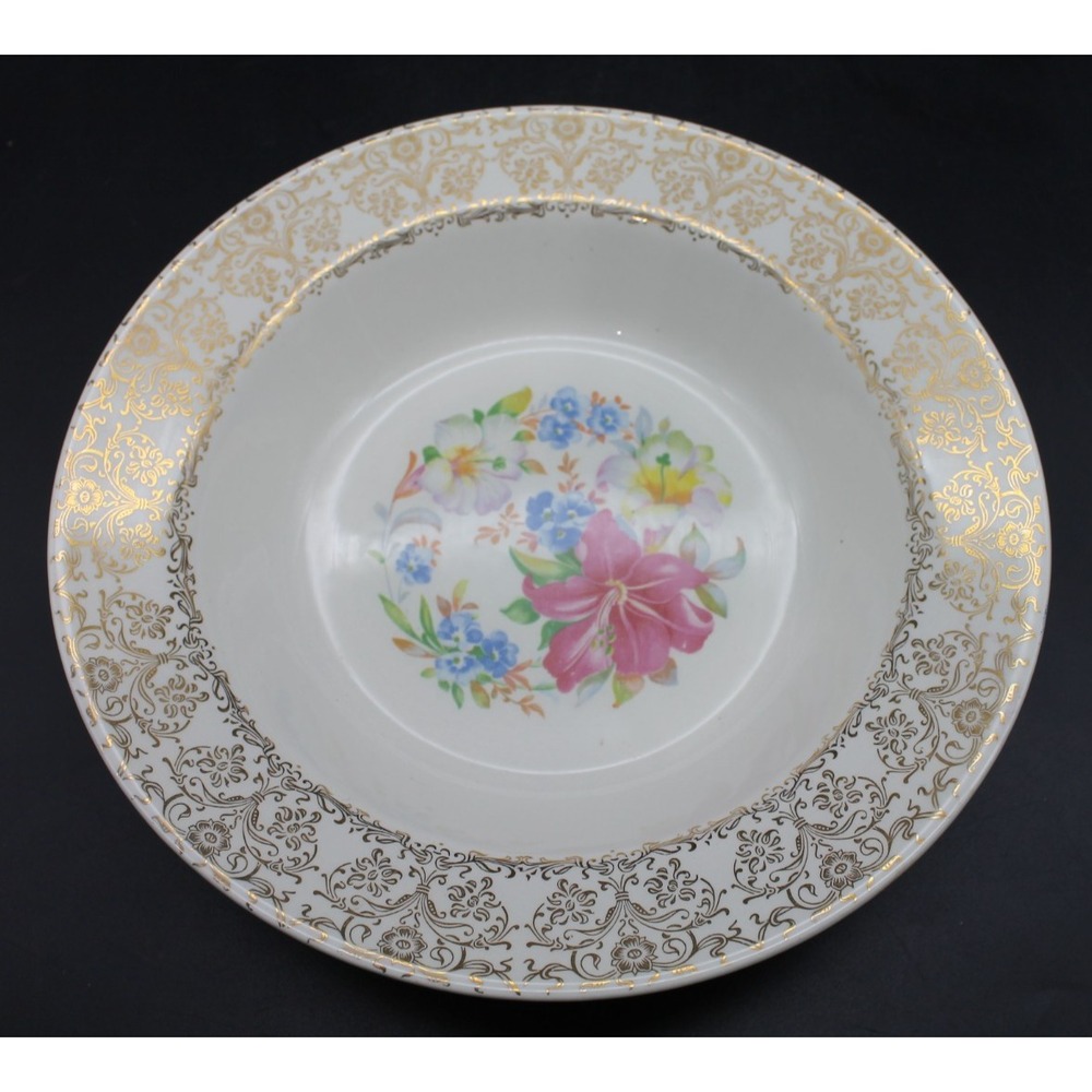 Doreen Dalton Royal China Soup Pasta Bowl 9” Gold Trim Floral 22K